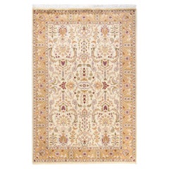 One-of-a-Kind Hand Knotted Oriental Mogul Ivory Area Rug