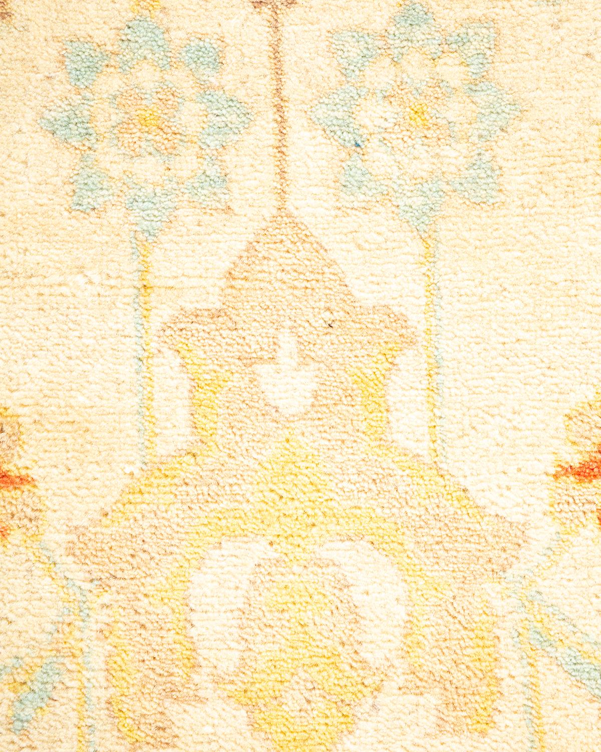 Pakistani One-of-a-kind Hand Knotted Oriental Mogul Ivory Area Rug For Sale