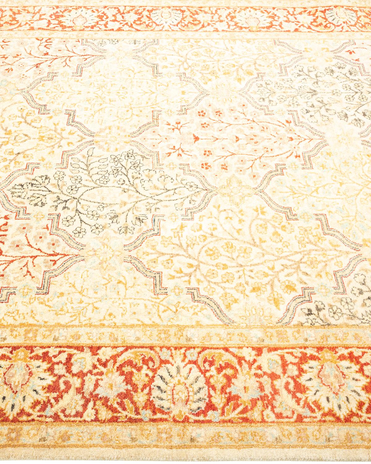 One-of-a-Kind Hand Knotted Oriental Mogul Ivory Area Rug In New Condition For Sale In Norwalk, CT