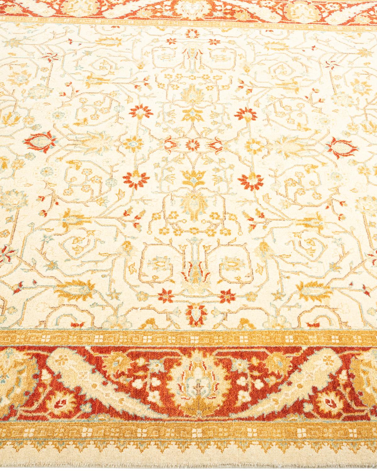 One-of-a-kind Hand Knotted Oriental Mogul Ivory Area Rug In New Condition For Sale In Norwalk, CT