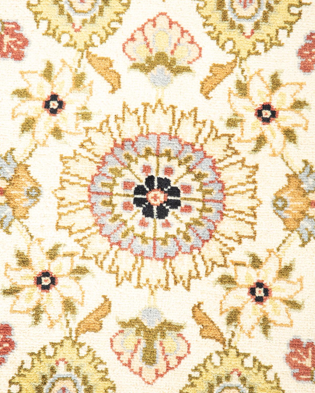 Pakistani One-Of-A-Kind Hand Knotted Oriental Mogul Ivory Area Rug For Sale