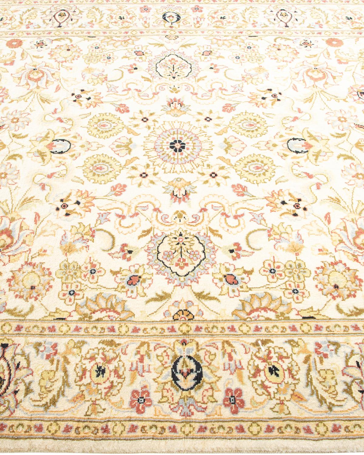 One-Of-A-Kind Hand Knotted Oriental Mogul Ivory Area Rug In New Condition For Sale In Norwalk, CT