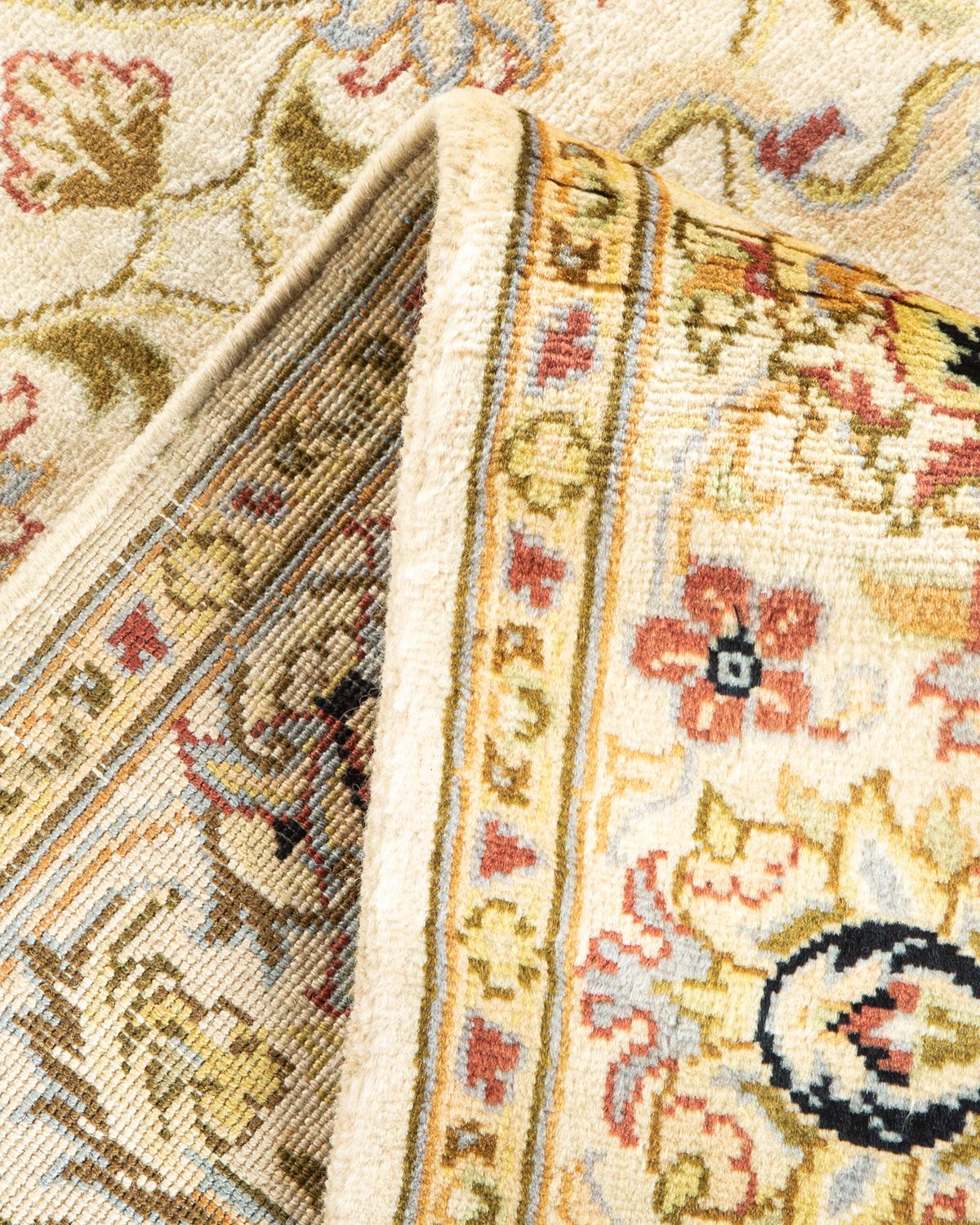 Wool One-Of-A-Kind Hand Knotted Oriental Mogul Ivory Area Rug For Sale