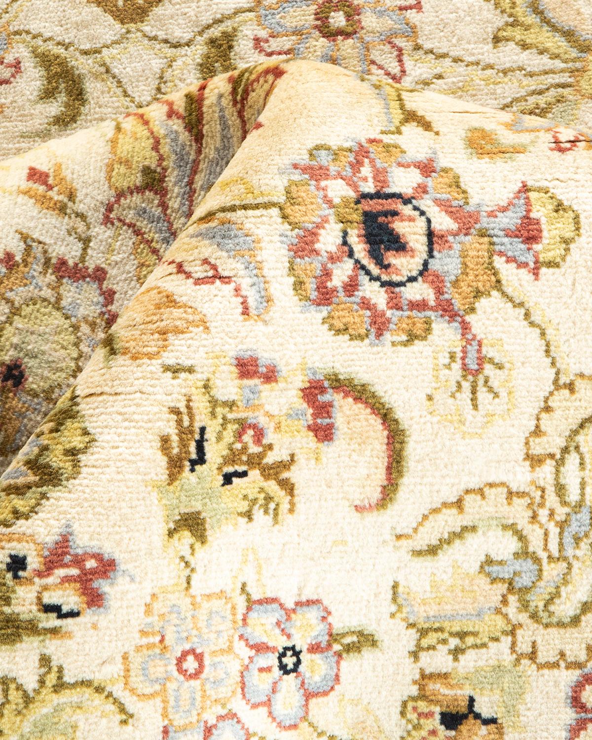 One-Of-A-Kind Hand Knotted Oriental Mogul Ivory Area Rug For Sale 1