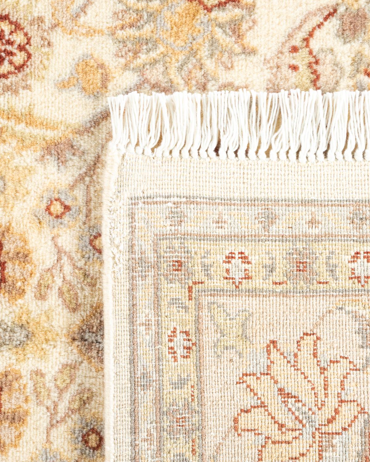 Contemporary One-of-a-kind Hand Knotted Oriental Mogul Ivory Area Rug For Sale