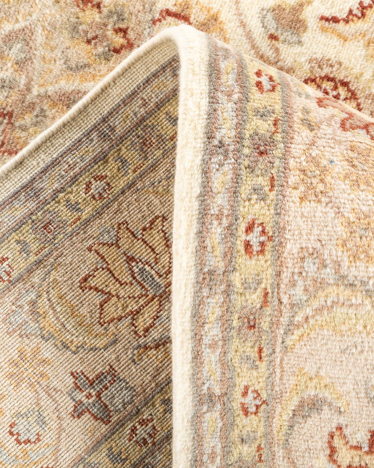 Wool One-of-a-kind Hand Knotted Oriental Mogul Ivory Area Rug For Sale