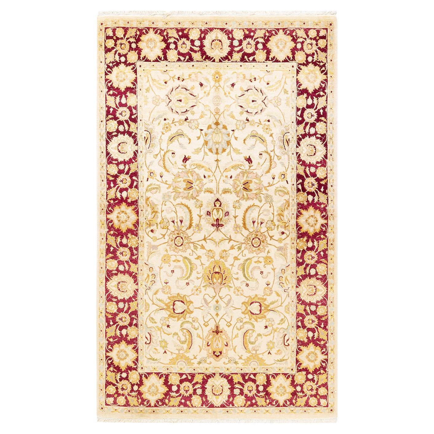 One-of-a-Kind Hand Knotted Oriental Mogul Ivory Area Rug