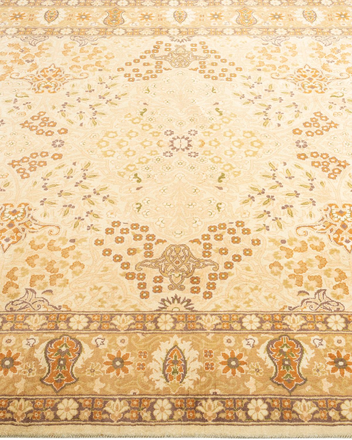 One-of-a-Kind Hand Knotted Oriental Mogul Ivory Area Rug In New Condition For Sale In Norwalk, CT