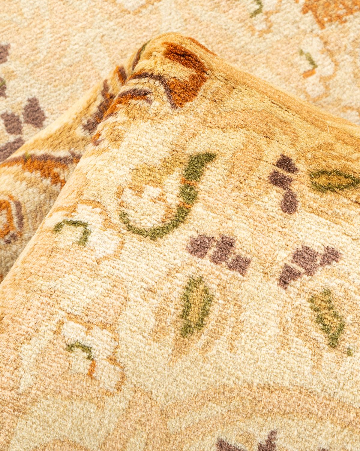 One-of-a-Kind Hand Knotted Oriental Mogul Ivory Area Rug For Sale 1