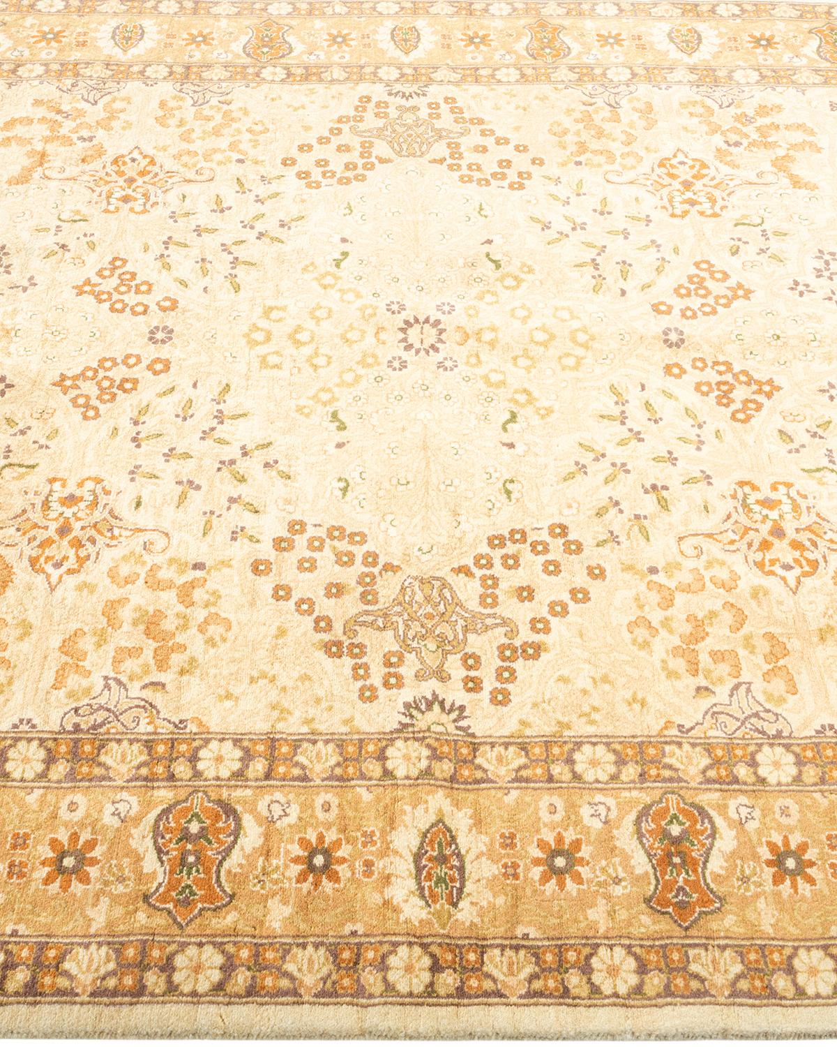 Tapis Oriental Mogul ivoire noué à la main unique en son genre Neuf - En vente à Norwalk, CT