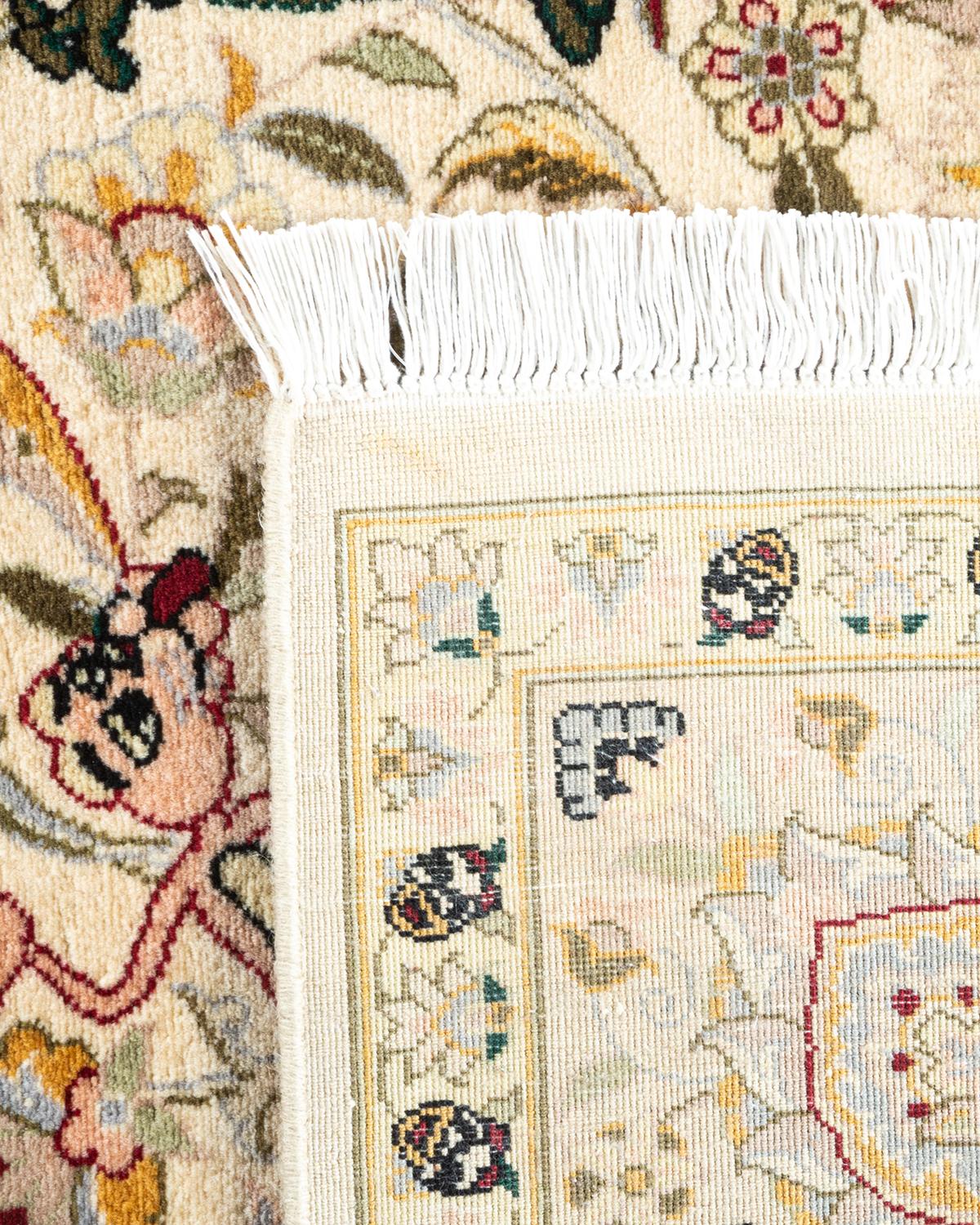 XXIe siècle et contemporain Tapis Oriental Mogul ivoire noué à la main, unique en son genre en vente