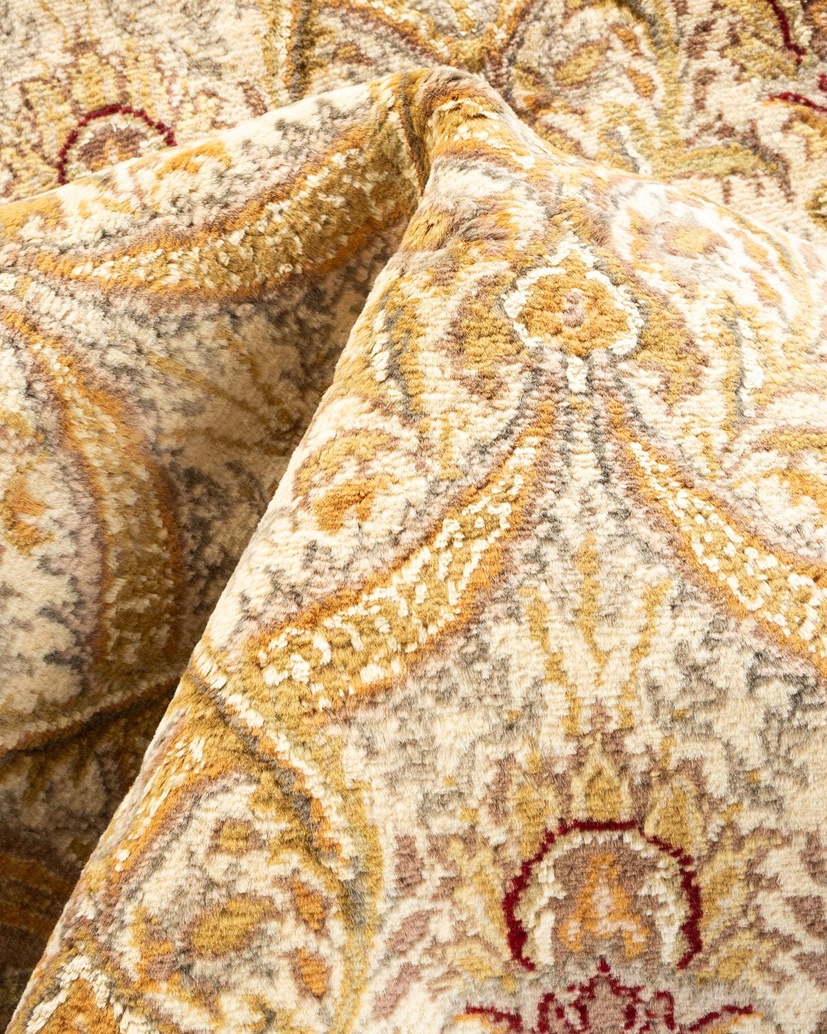 Tapis Oriental Mogul ivoire noué à la main, unique en son genre en vente 1