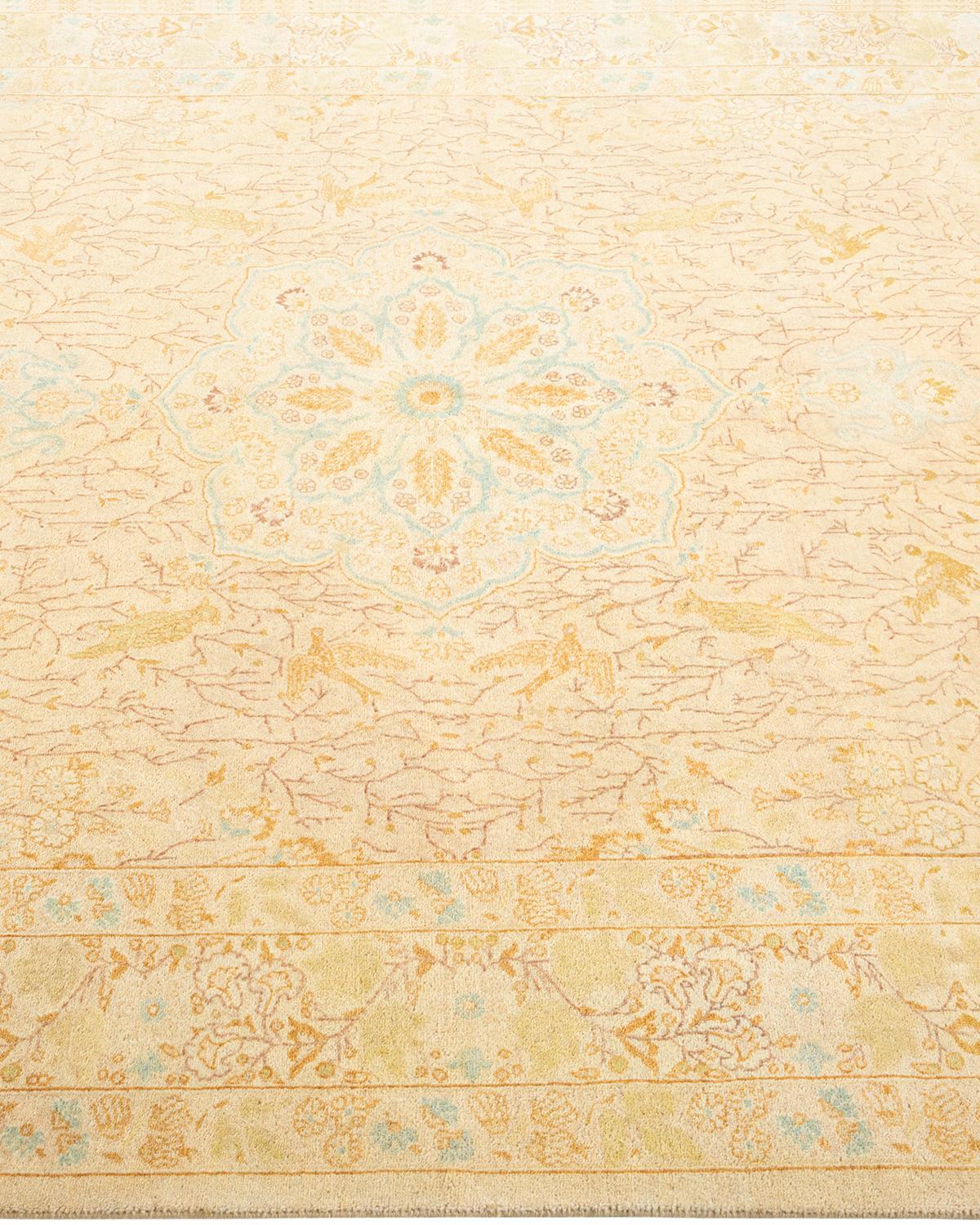 One-of-a-kind Hand Knotted Oriental Mogul Ivory Area Rug In New Condition For Sale In Norwalk, CT