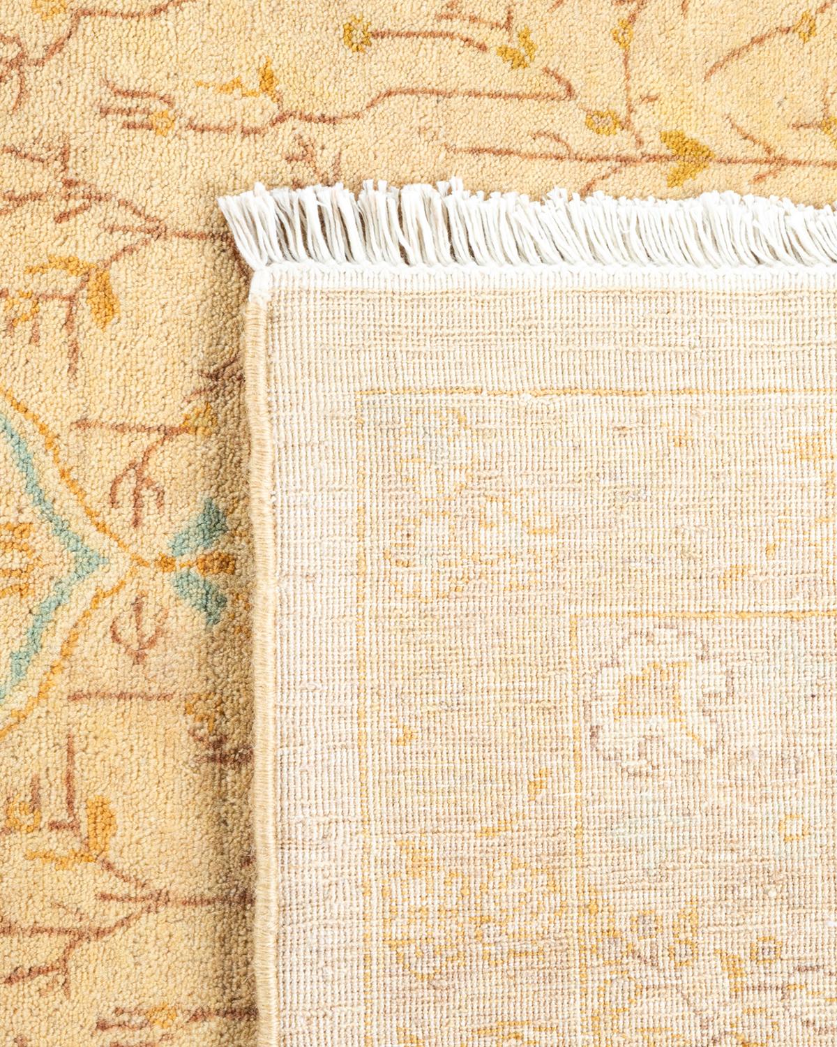 Contemporary One-of-a-kind Hand Knotted Oriental Mogul Ivory Area Rug For Sale