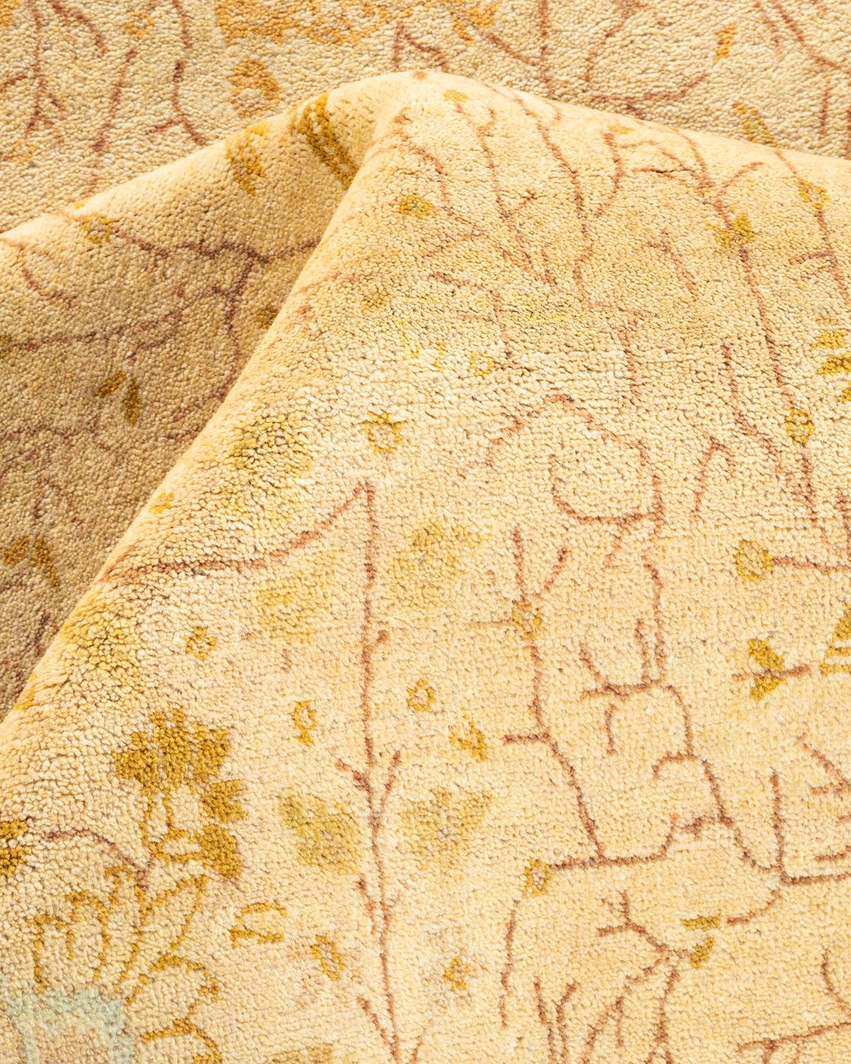 One-of-a-kind Hand Knotted Oriental Mogul Ivory Area Rug For Sale 1