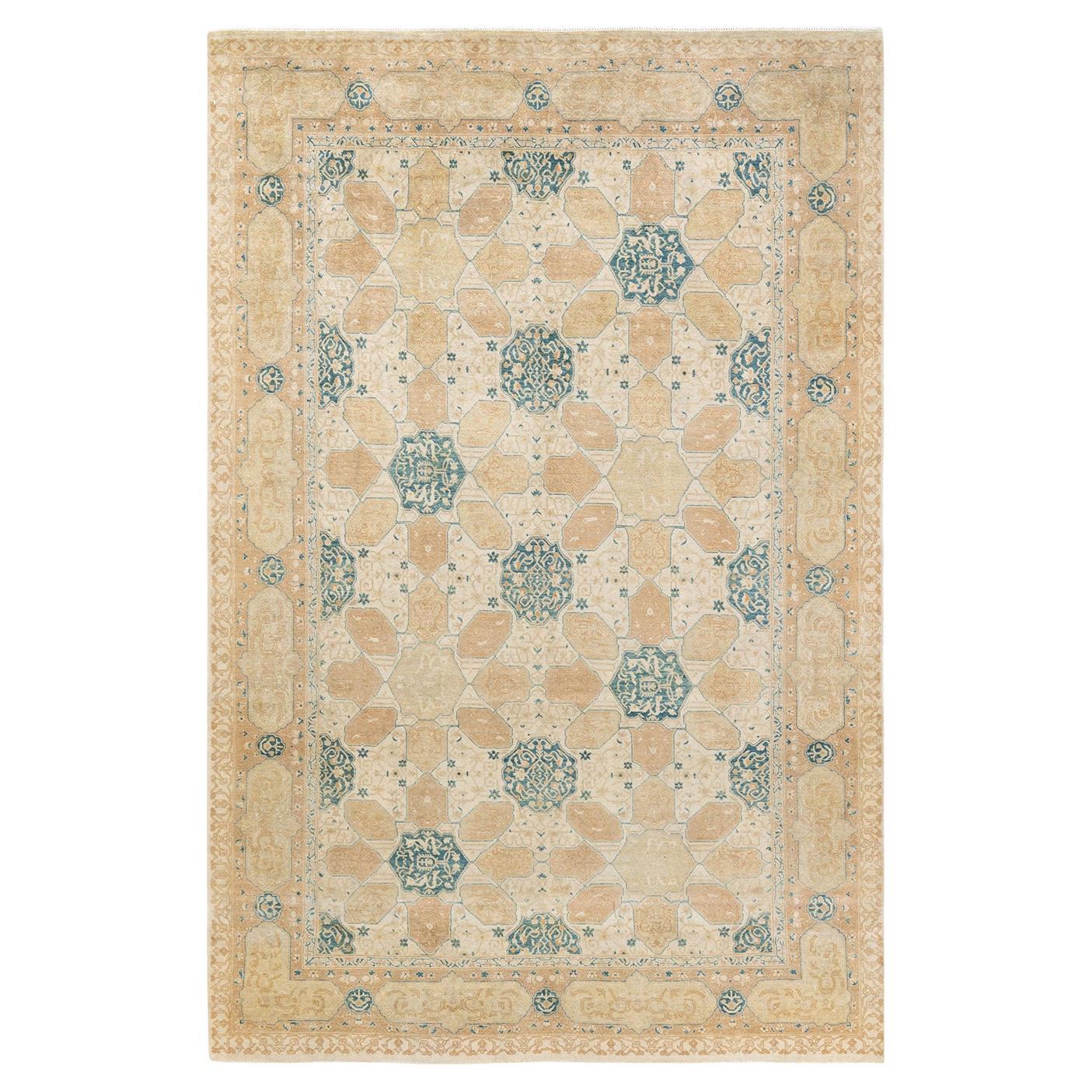 One-of-a-kind Hand Knotted Oriental Mogul Ivory Area Rug