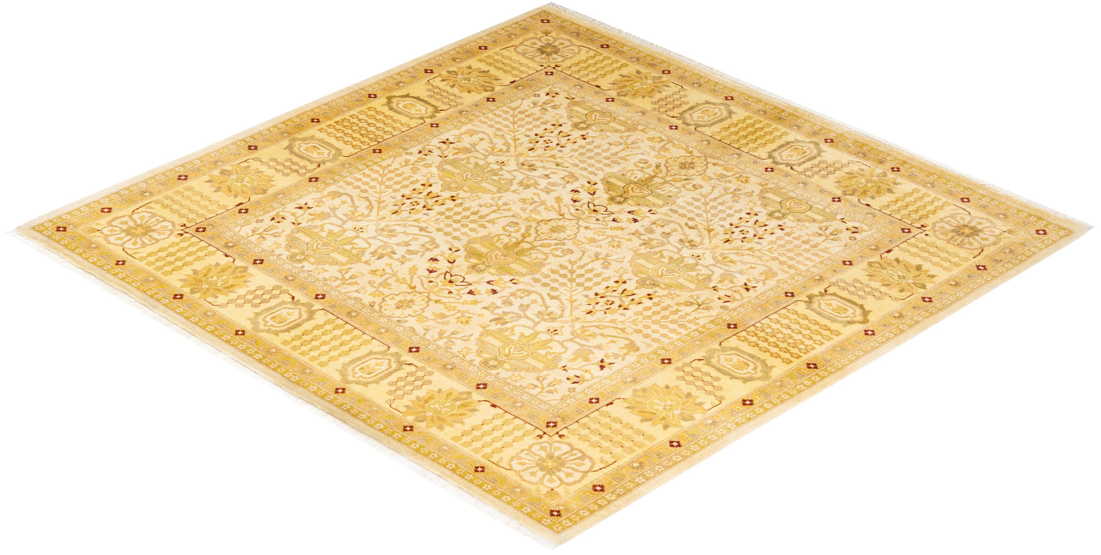 Tapis Oriental Mogul ivoire noué à la main, unique en son genre en vente 2