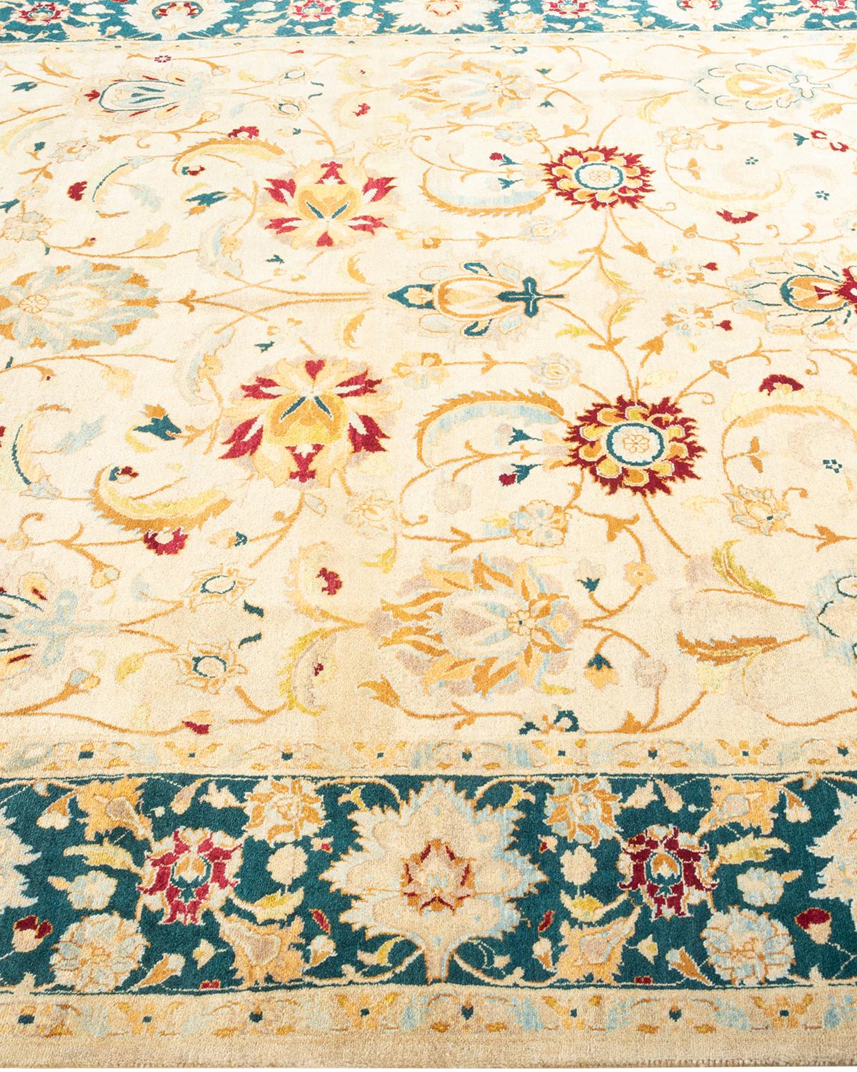 Tapis Oriental Mogul ivoire noué à la main unique en son genre Neuf - En vente à Norwalk, CT