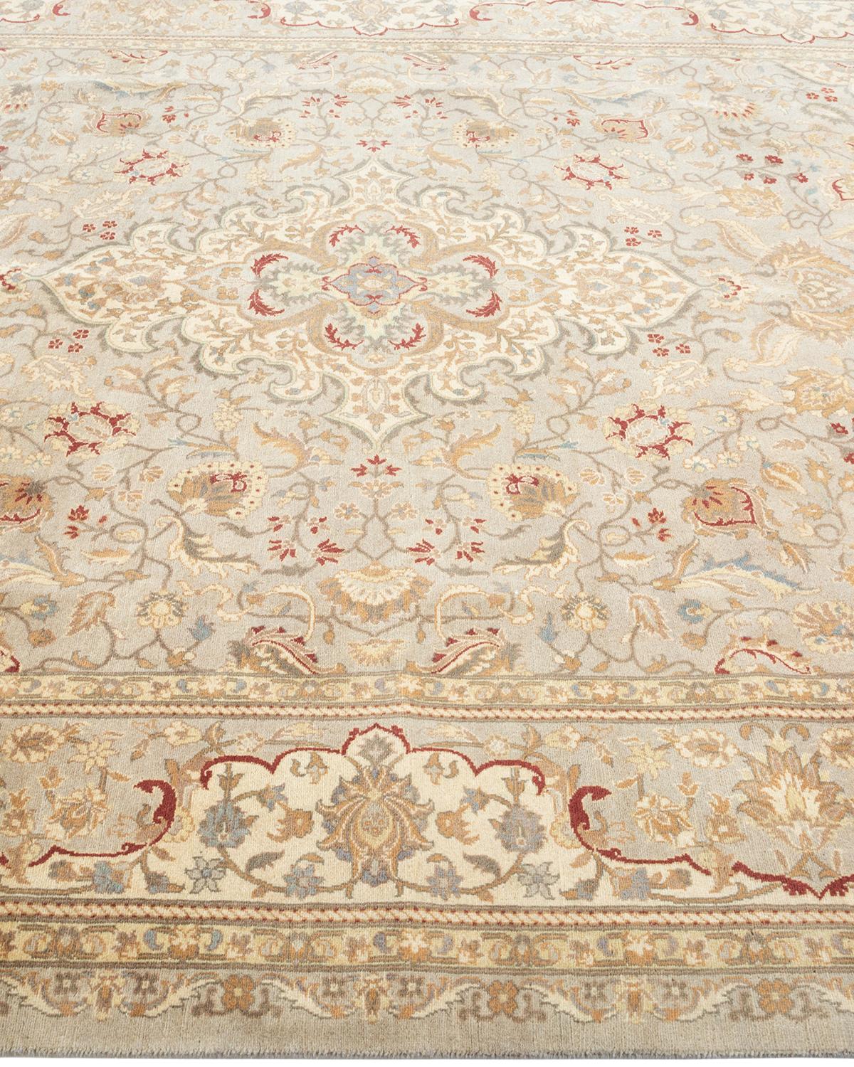 One-of-a-Kind Hand Knotted Oriental Mogul Ivory Area Rug In New Condition For Sale In Norwalk, CT
