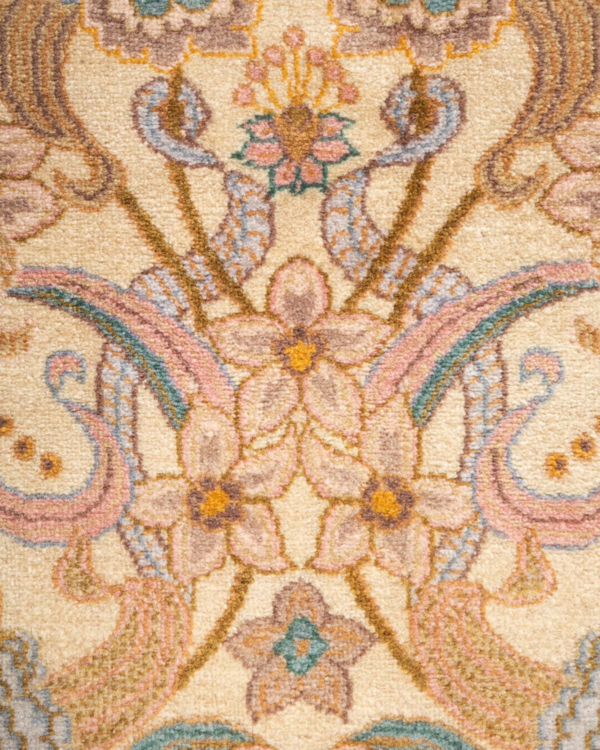 Alfombra Oriental Mogul Marfil Anudada a Mano Única 6' 1