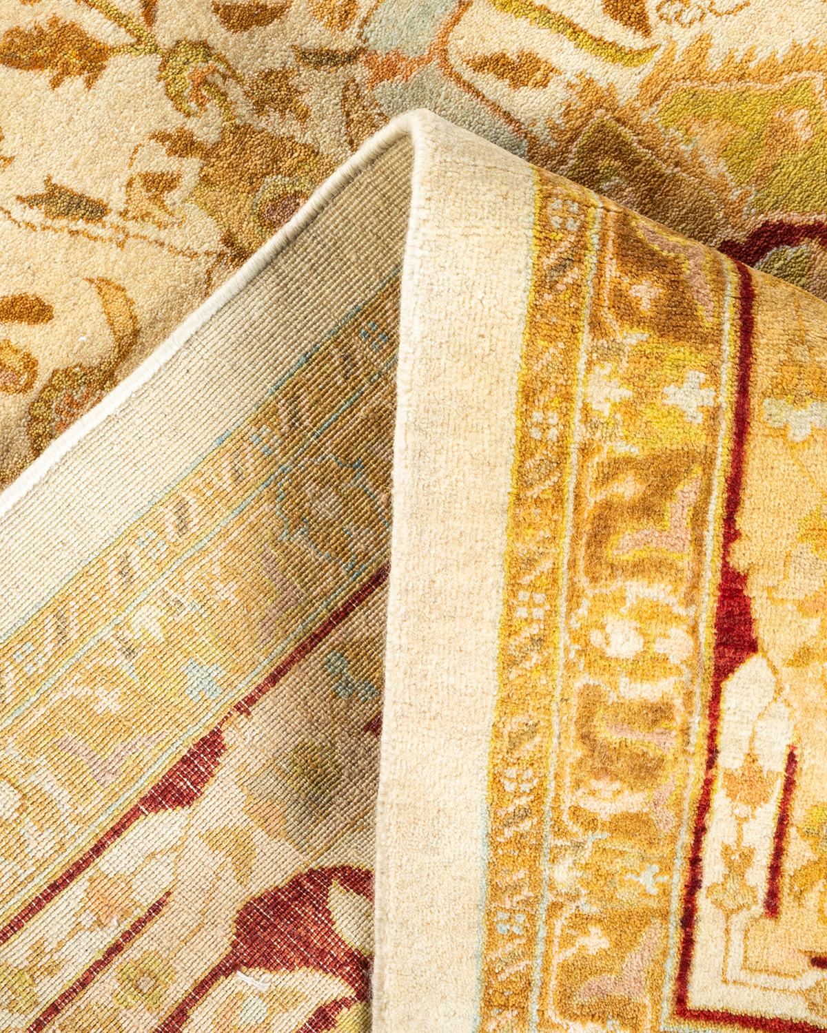 Laine Tapis d'Orient Mogul Ivoire, noué à la main, unique en son genre en vente