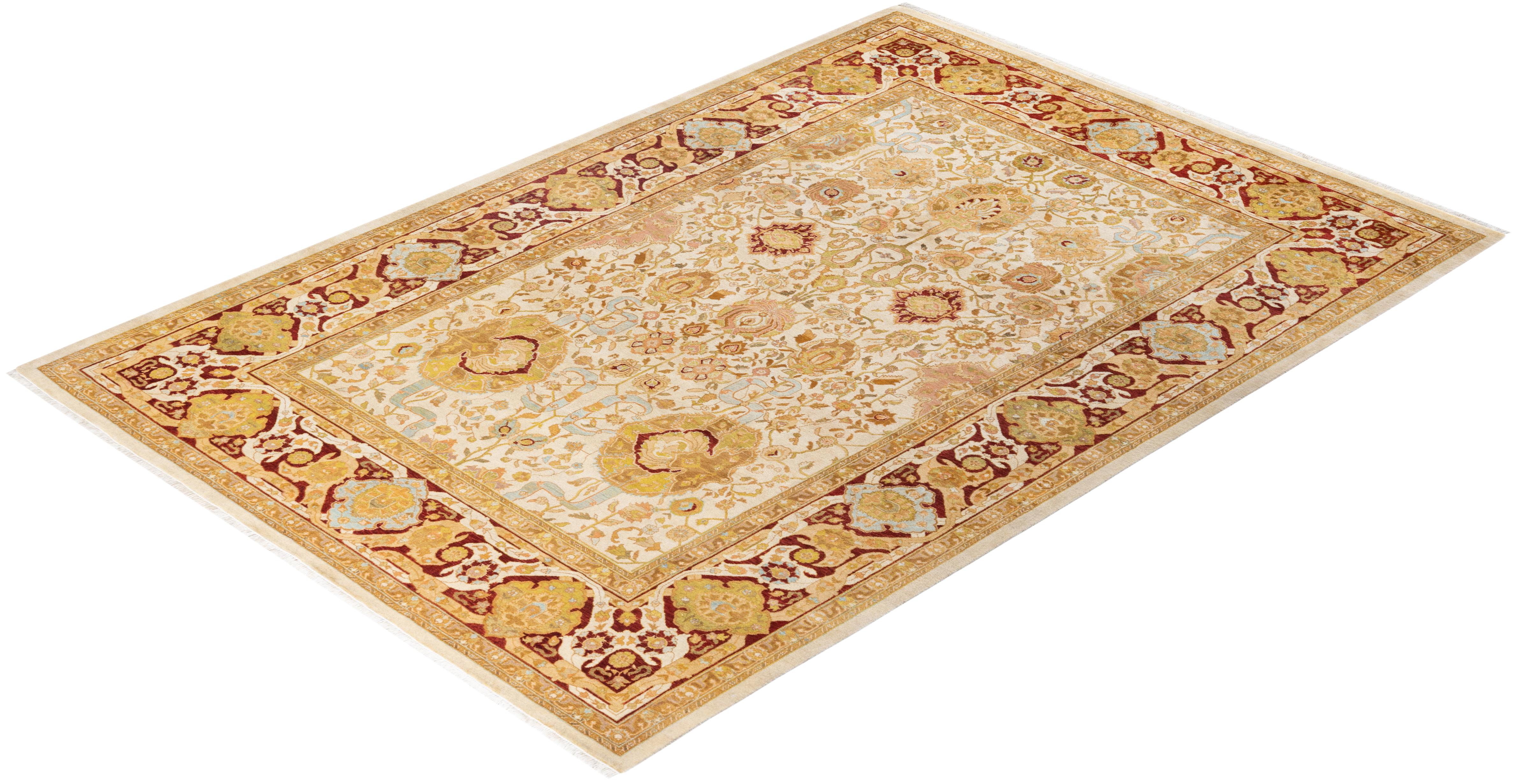 Tapis d'Orient Mogul Ivoire, noué à la main, unique en son genre en vente 2