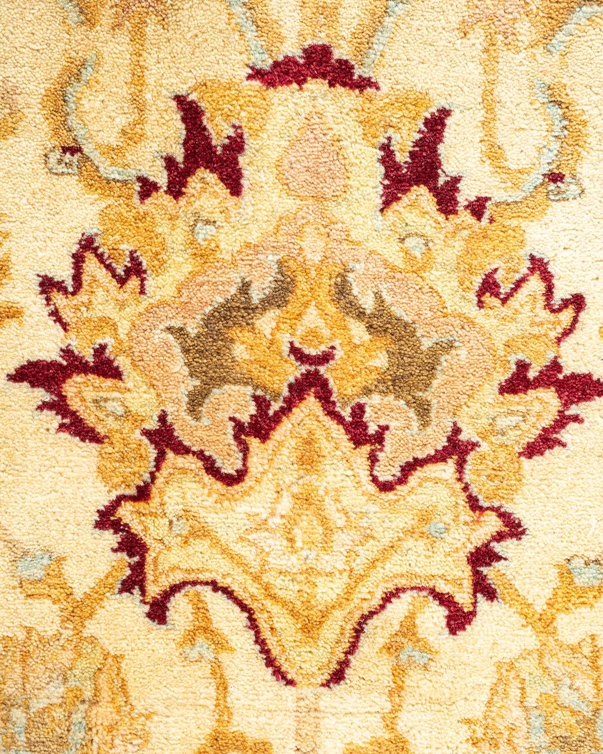 Pakistani One-of-a-kind Hand Knotted Oriental Mogul Ivory Area Rug For Sale