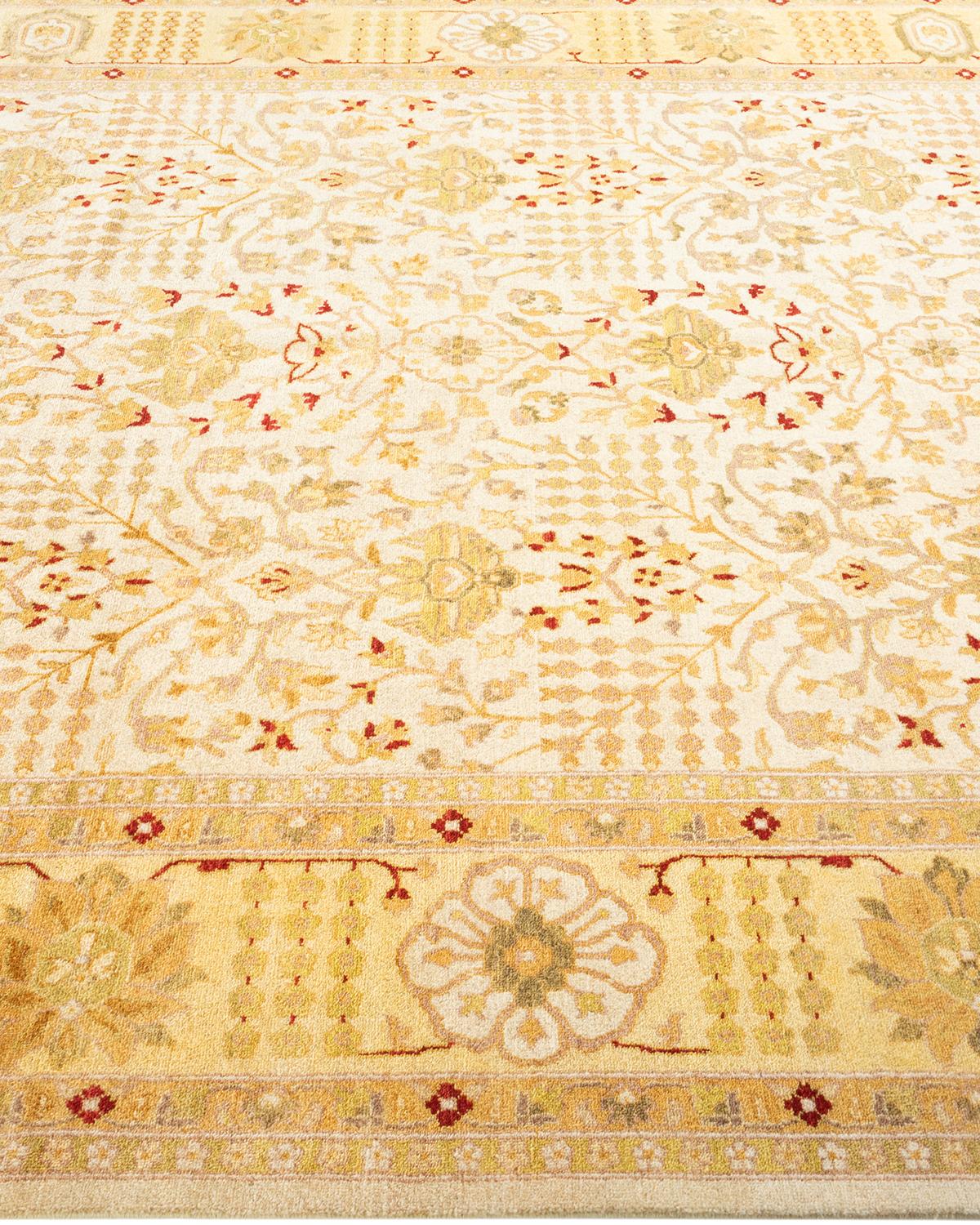 One-Of-A-Kind Hand Knotted Oriental Mogul Ivory Area Rug In New Condition For Sale In Norwalk, CT