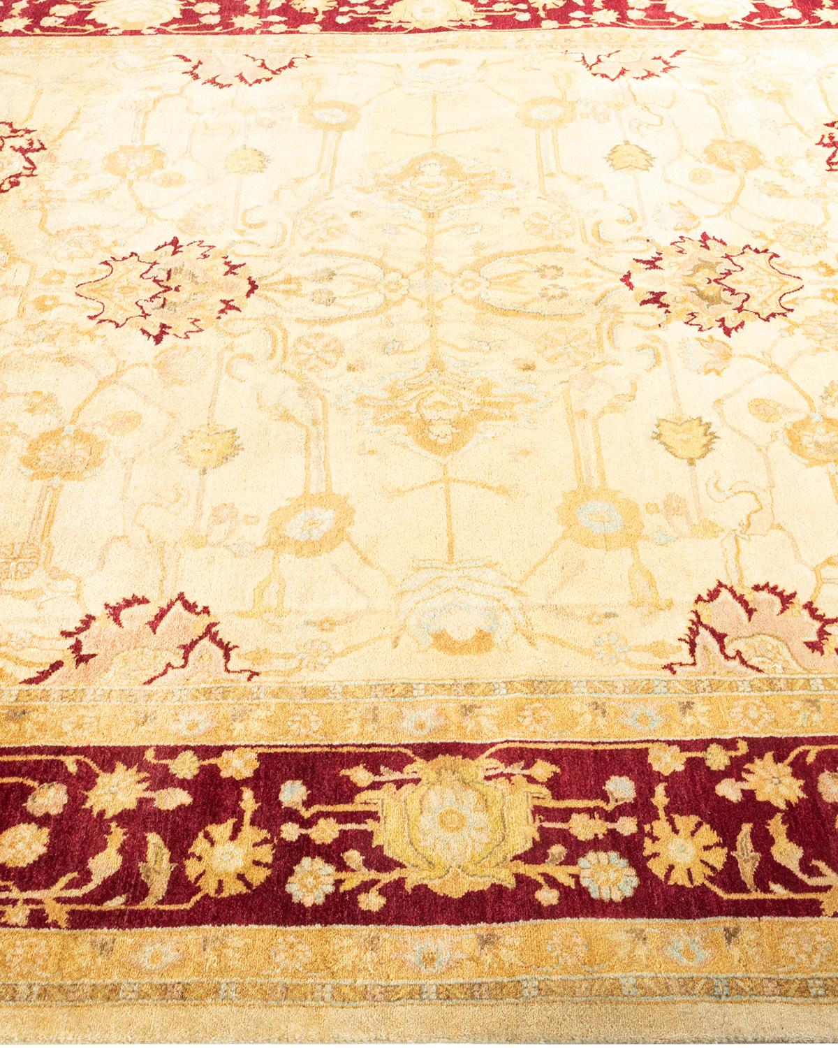 One-of-a-kind Hand Knotted Oriental Mogul Ivory Area Rug In New Condition For Sale In Norwalk, CT
