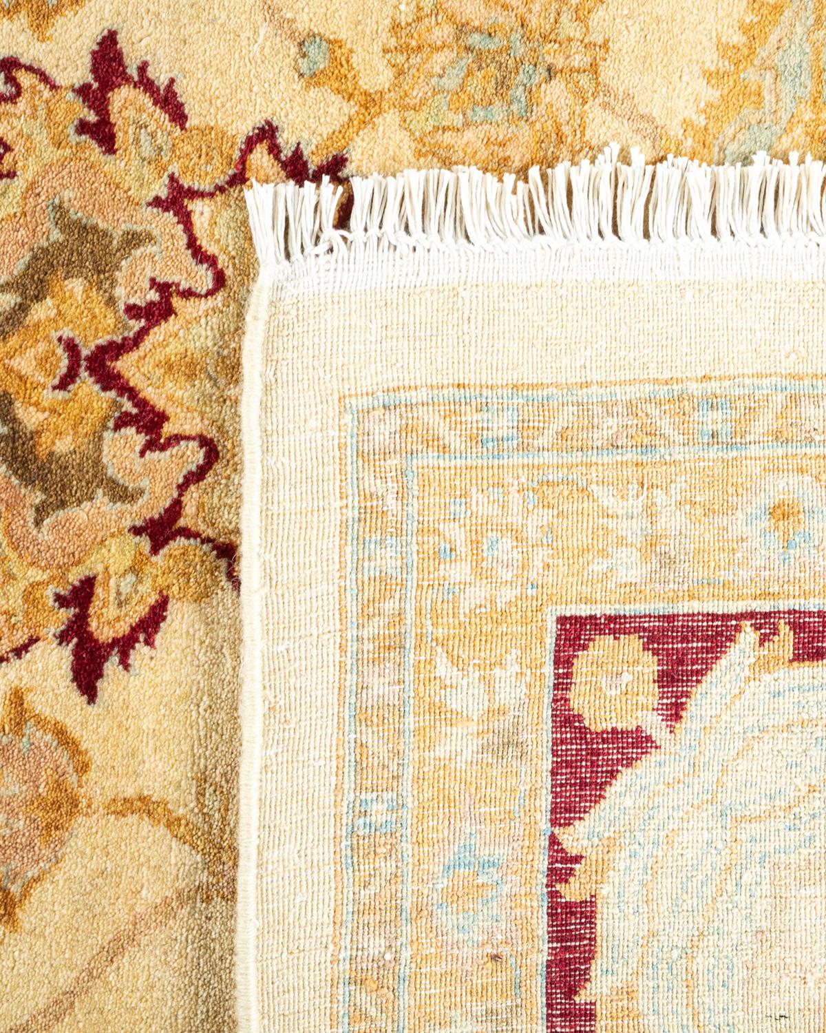 Contemporary One-of-a-kind Hand Knotted Oriental Mogul Ivory Area Rug For Sale