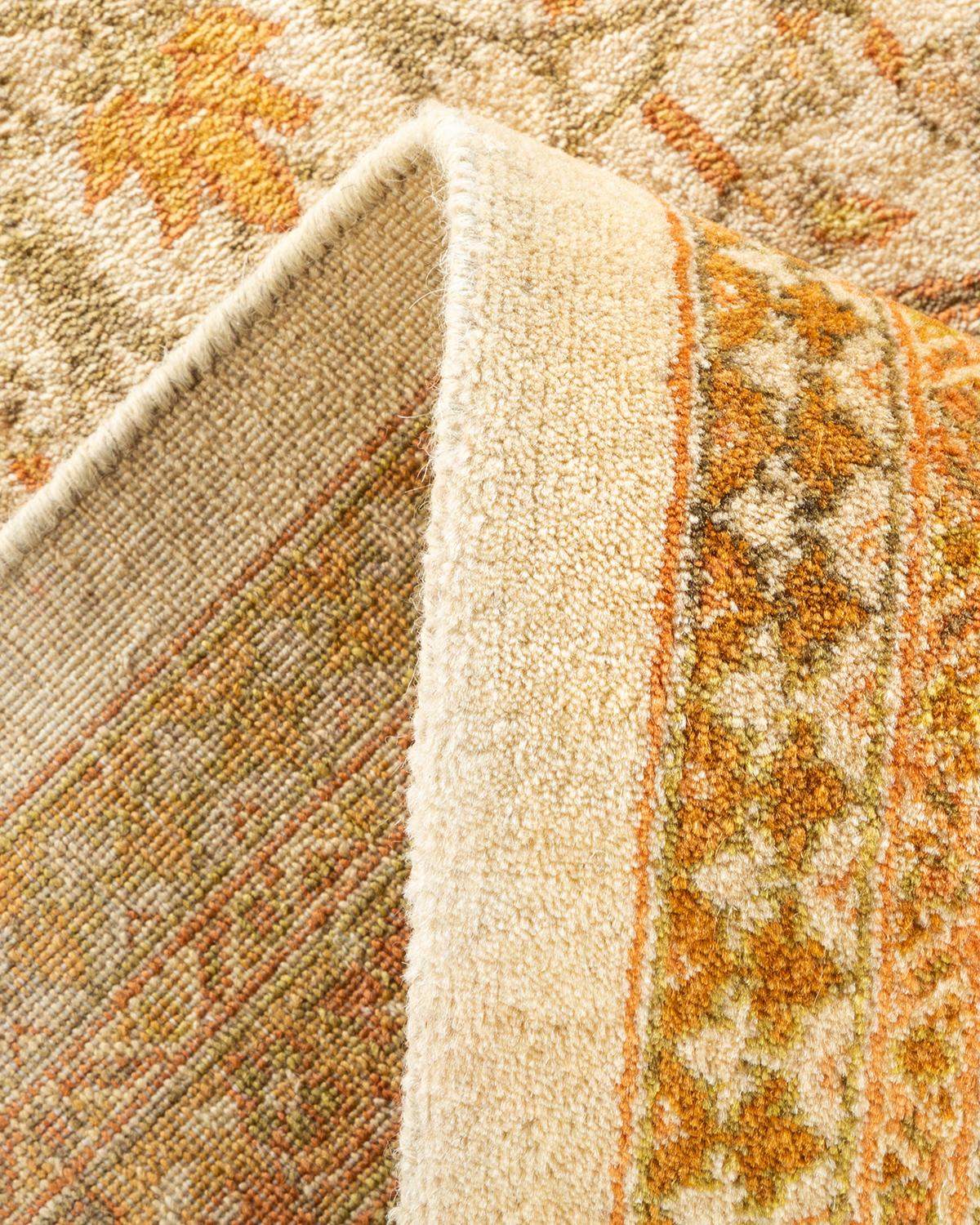 Wool One-of-a-Kind Hand Knotted Oriental Mogul Ivory Area Rug For Sale