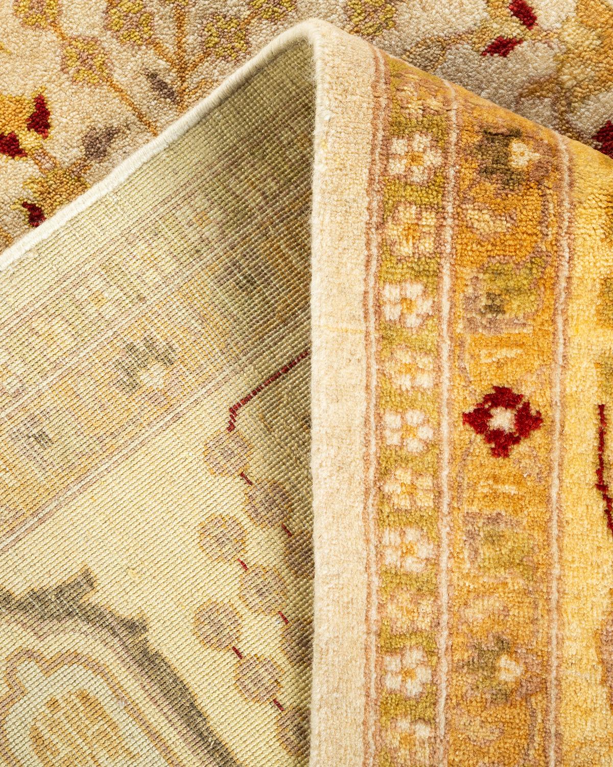 Wool One-Of-A-Kind Hand Knotted Oriental Mogul Ivory Area Rug For Sale