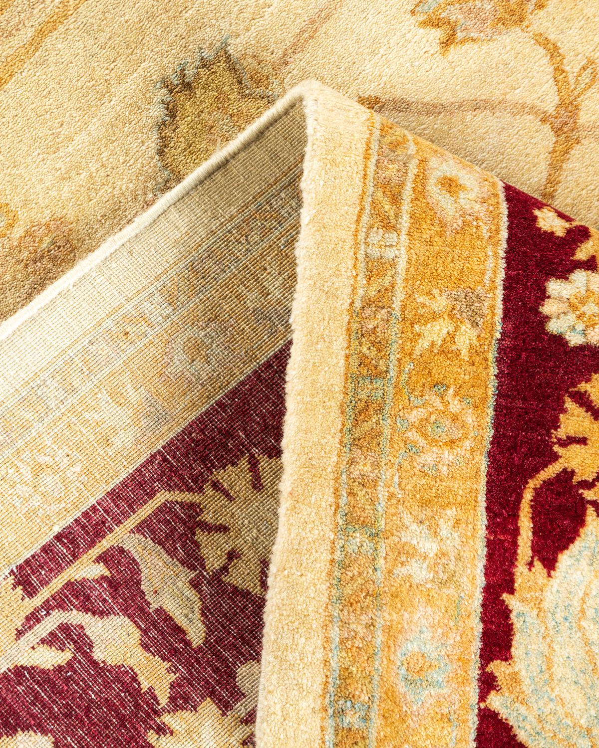 Wool One-of-a-kind Hand Knotted Oriental Mogul Ivory Area Rug For Sale