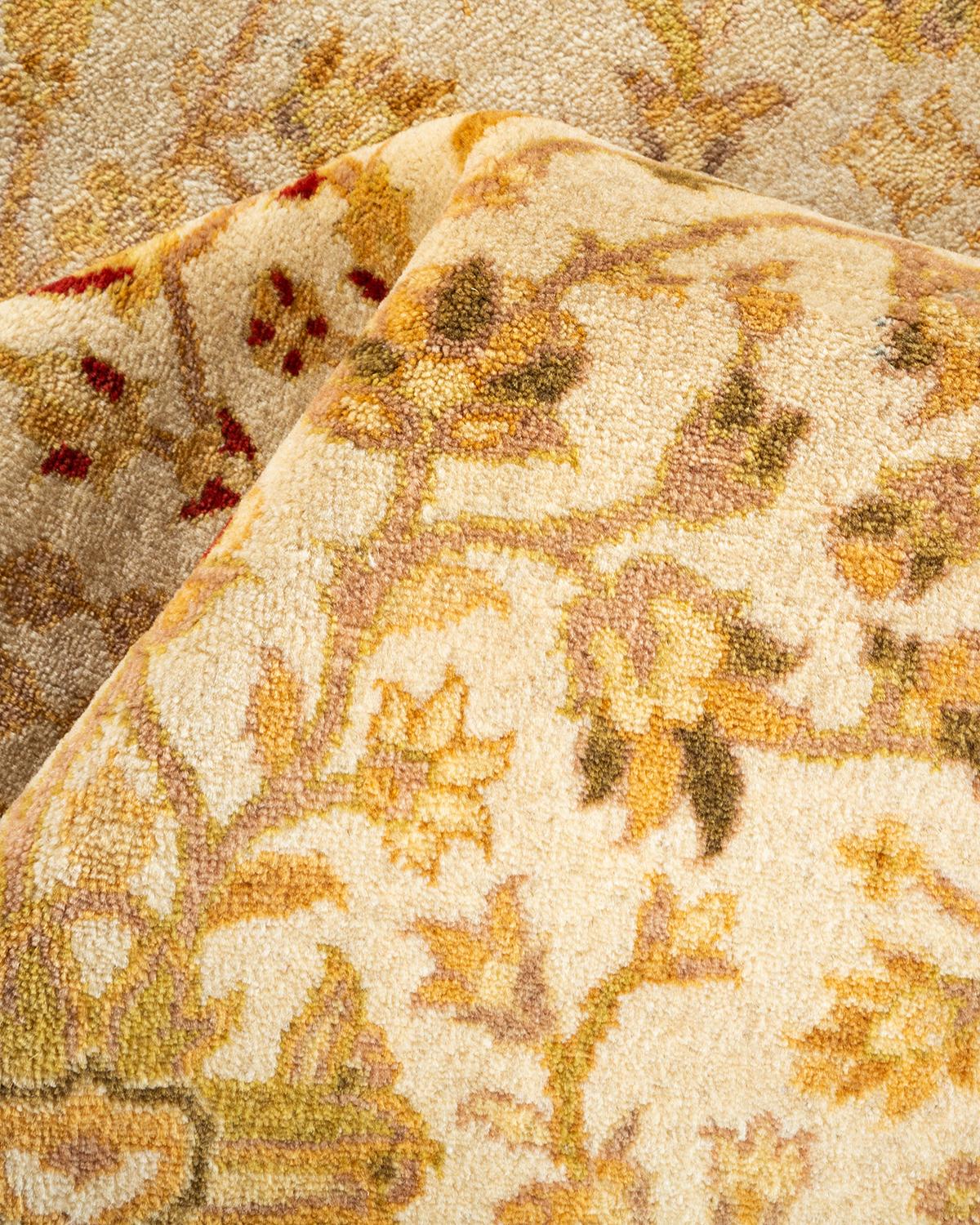 One-Of-A-Kind Hand Knotted Oriental Mogul Ivory Area Rug For Sale 1