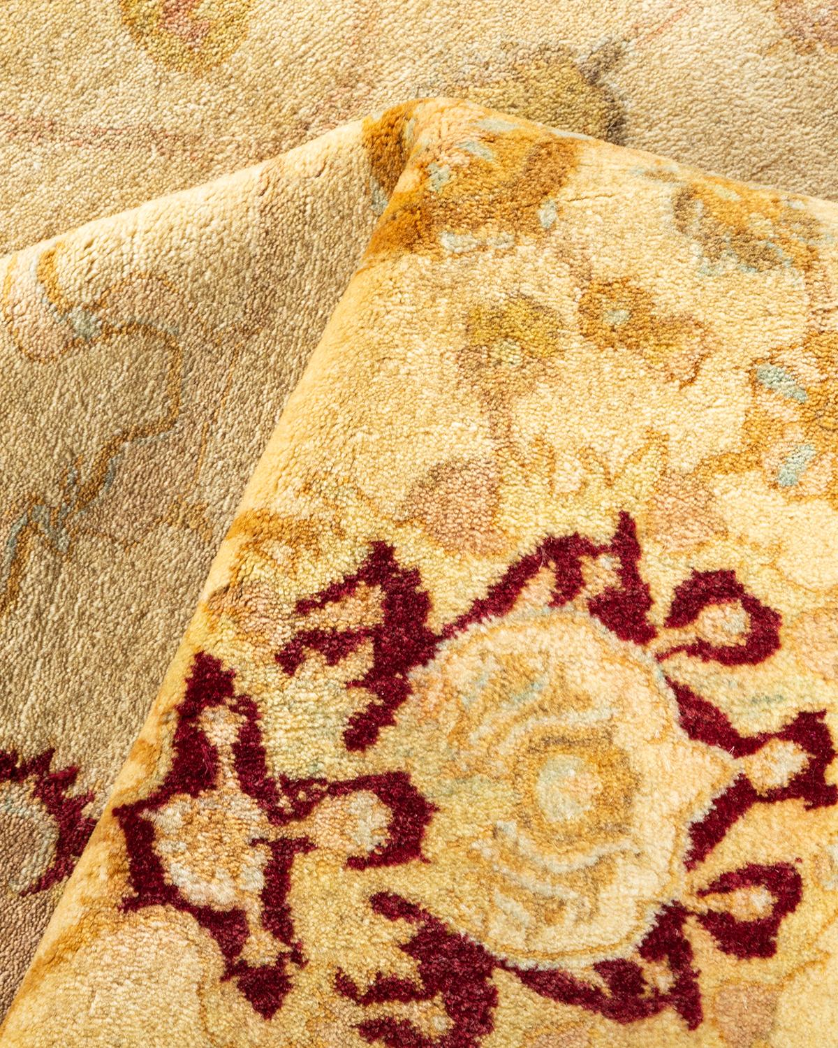 One-of-a-kind Hand Knotted Oriental Mogul Ivory Area Rug For Sale 1