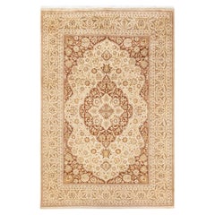 One-Of-A-Kind Hand Knotted Oriental Mogul Ivory Area Rug