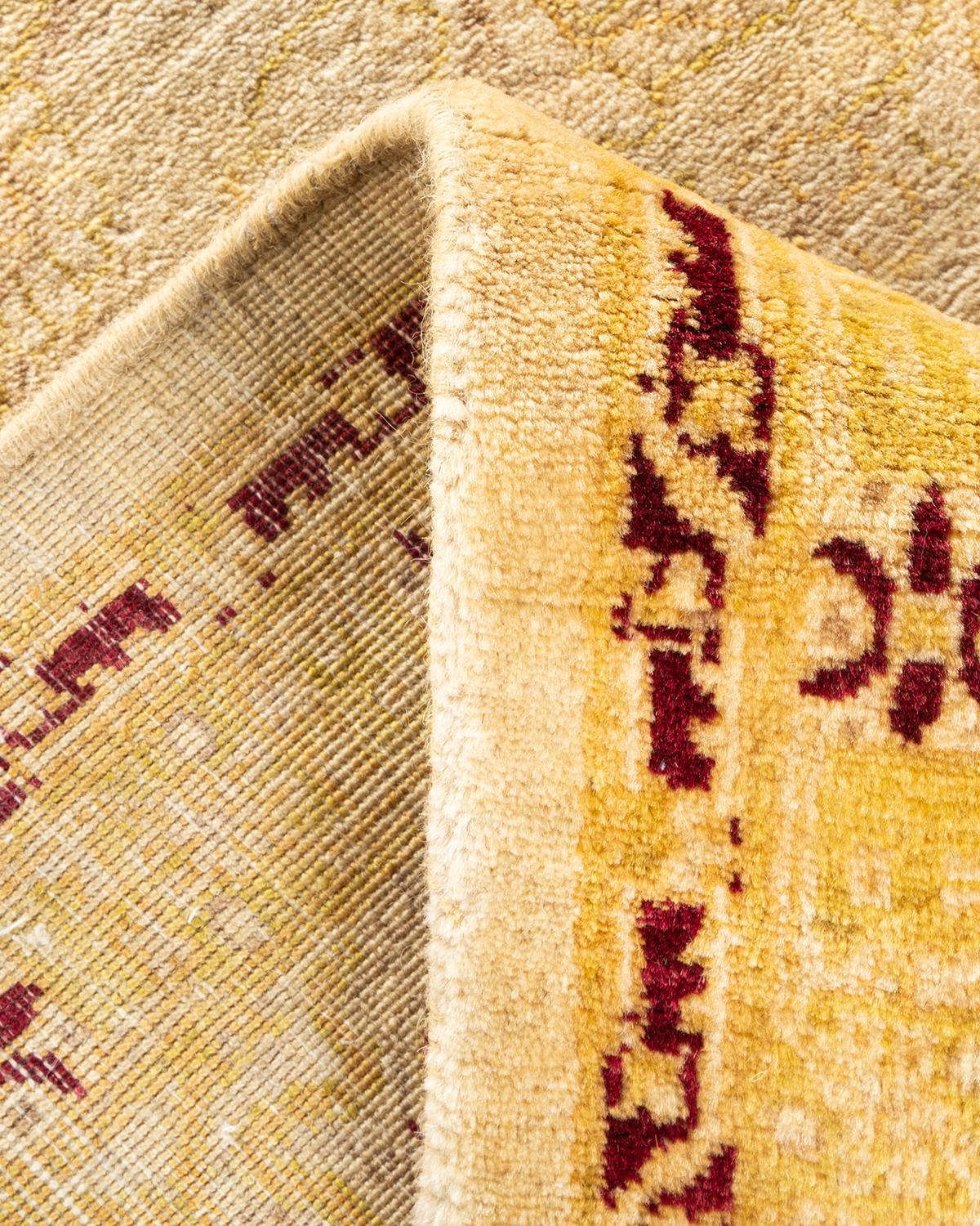 Handgeknüpfter orientalischer Mogul Elfenbeinfarbener Teppich, Unikat (Wolle) im Angebot