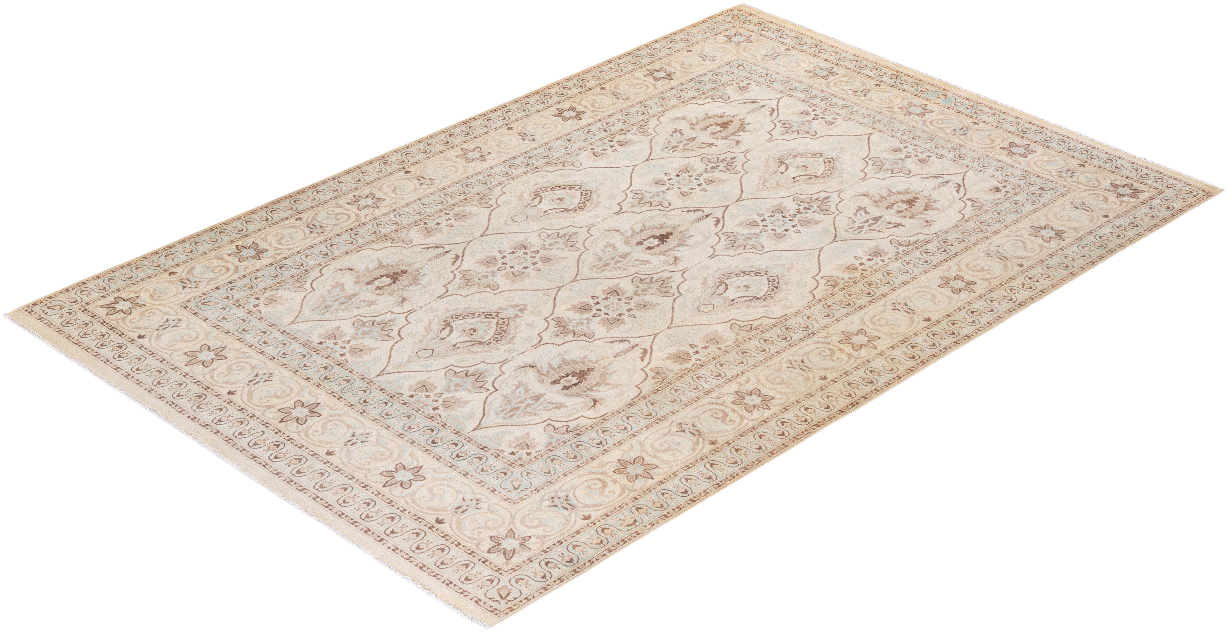 One-of-a-kind Hand Knotted Oriental Mogul Ivory Area Rug 2