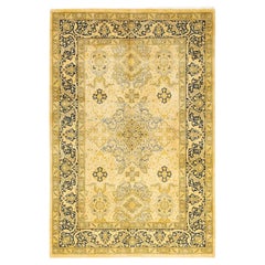 One-of-a-Kind Hand Knotted Oriental Mogul Ivory Area Rug