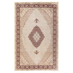 Tapis unique Oriental Mogul ivoire noué à la main de 6' 1""" x 9' 5"