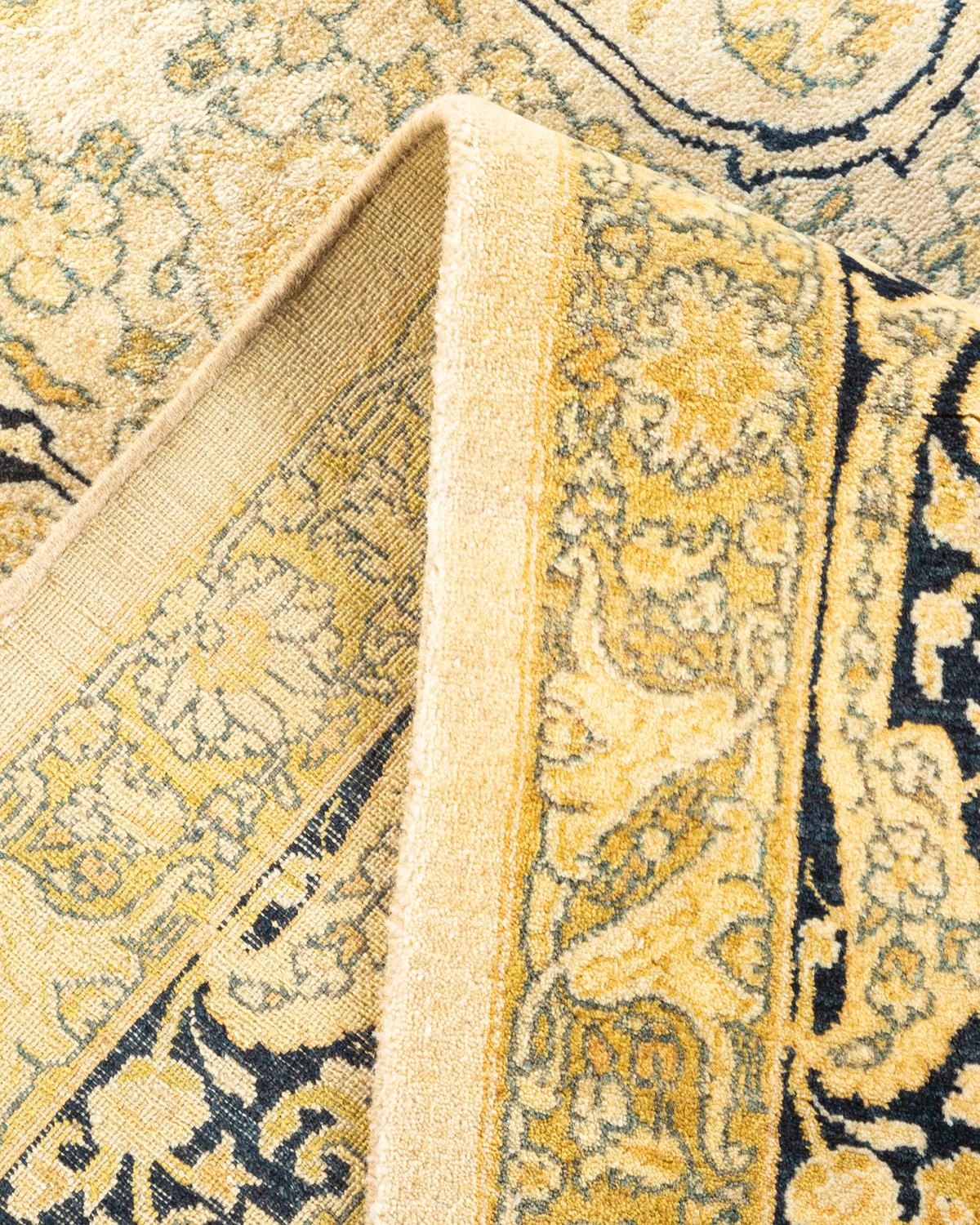 Wool One-Of-A-Kind Hand Knotted Oriental Mogul Ivory Area Rug For Sale