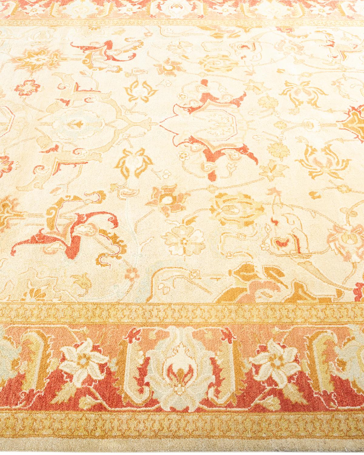 One-of-a-kind Hand Knotted Oriental Mogul Ivory Area Rug In New Condition For Sale In Norwalk, CT