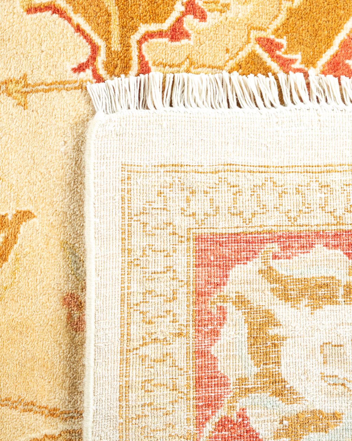 Contemporary One-of-a-kind Hand Knotted Oriental Mogul Ivory Area Rug For Sale