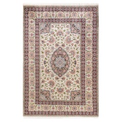 One-of-a-kind Hand Knotted Oriental Mogul Ivory Area Rug