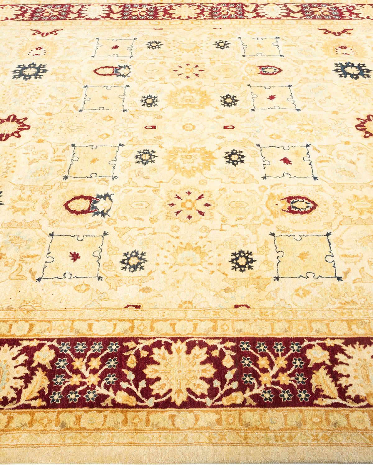 One-Of-A-Kind Hand Knotted Oriental Mogul Ivory Area Rug In New Condition For Sale In Norwalk, CT