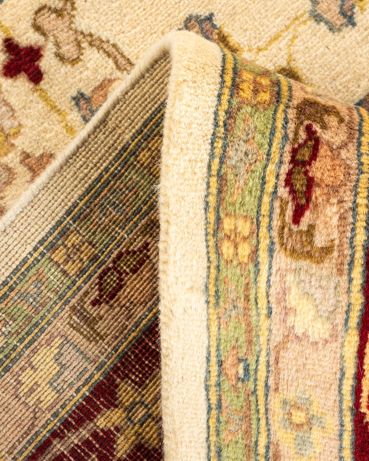 Wool One-Of-A-Kind Hand Knotted Oriental Mogul Ivory Area Rug 6' 2