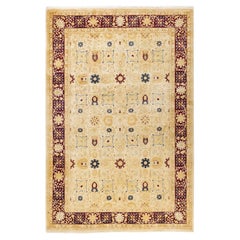 One-Of-A-Kind Hand Knotted Oriental Mogul Ivory Area Rug