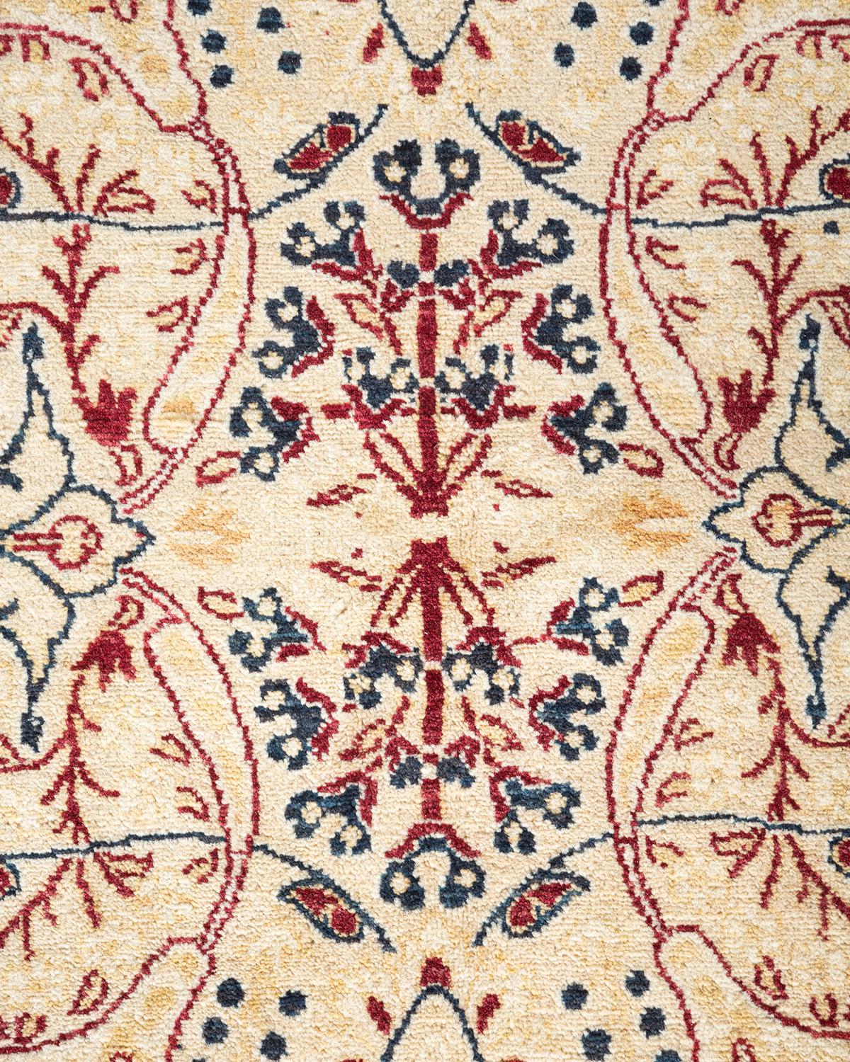 Pakistani One-Of-A-Kind Hand Knotted Oriental Mogul Ivory Area Rug For Sale