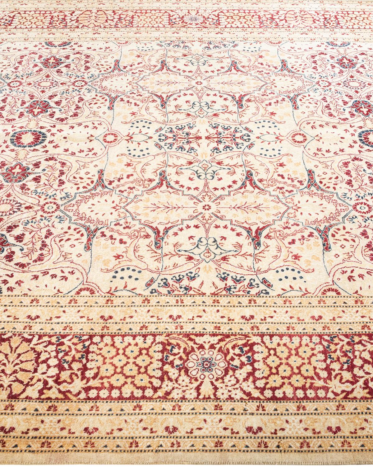 One-Of-A-Kind Hand Knotted Oriental Mogul Ivory Area Rug In New Condition For Sale In Norwalk, CT