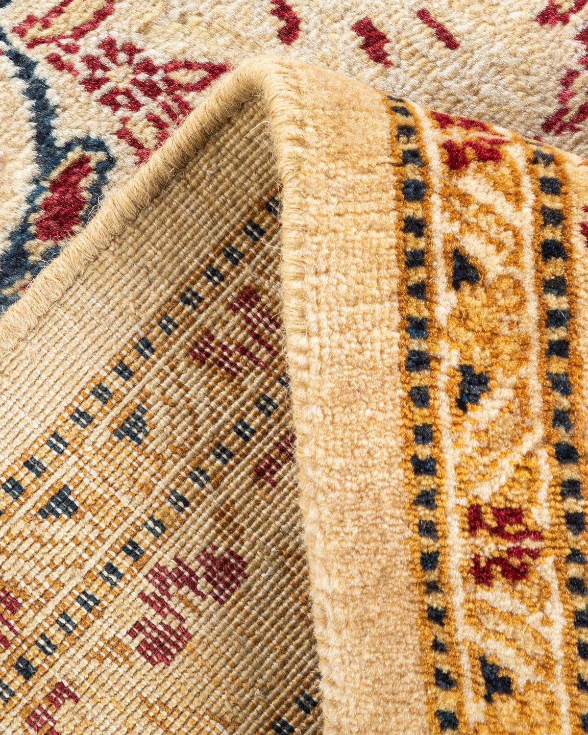 Wool One-Of-A-Kind Hand Knotted Oriental Mogul Ivory Area Rug For Sale